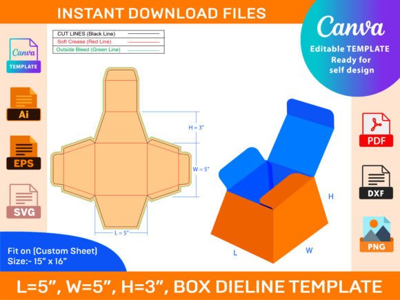 Download Food or Gift Packaging Box Dieline - Premium Resources